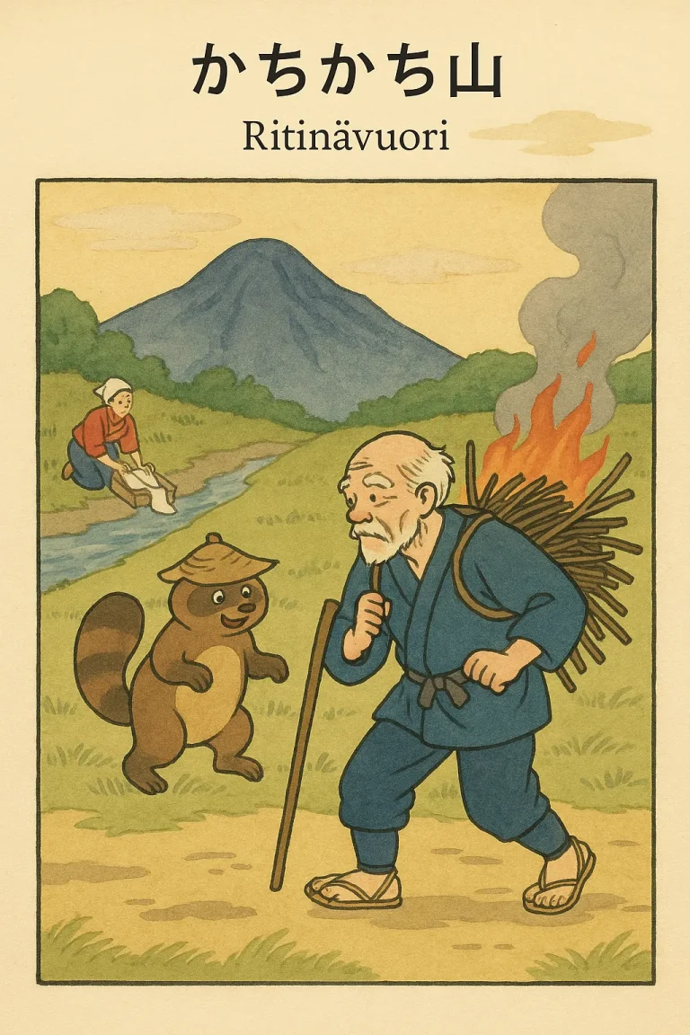 Tanuki sytyttää ukon risurepun tuleen