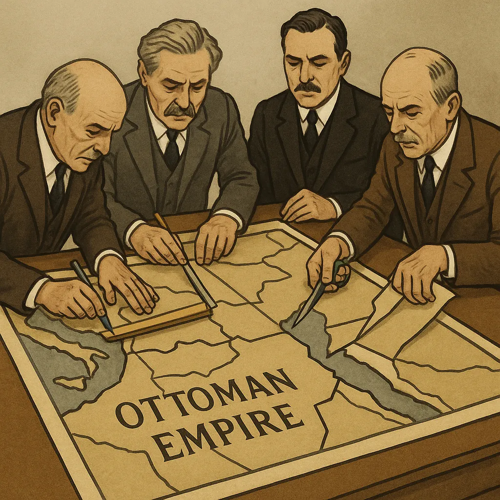 Rajoja vedet&auml;&auml;n kartalle Ottomaanien imperiumin hajottua