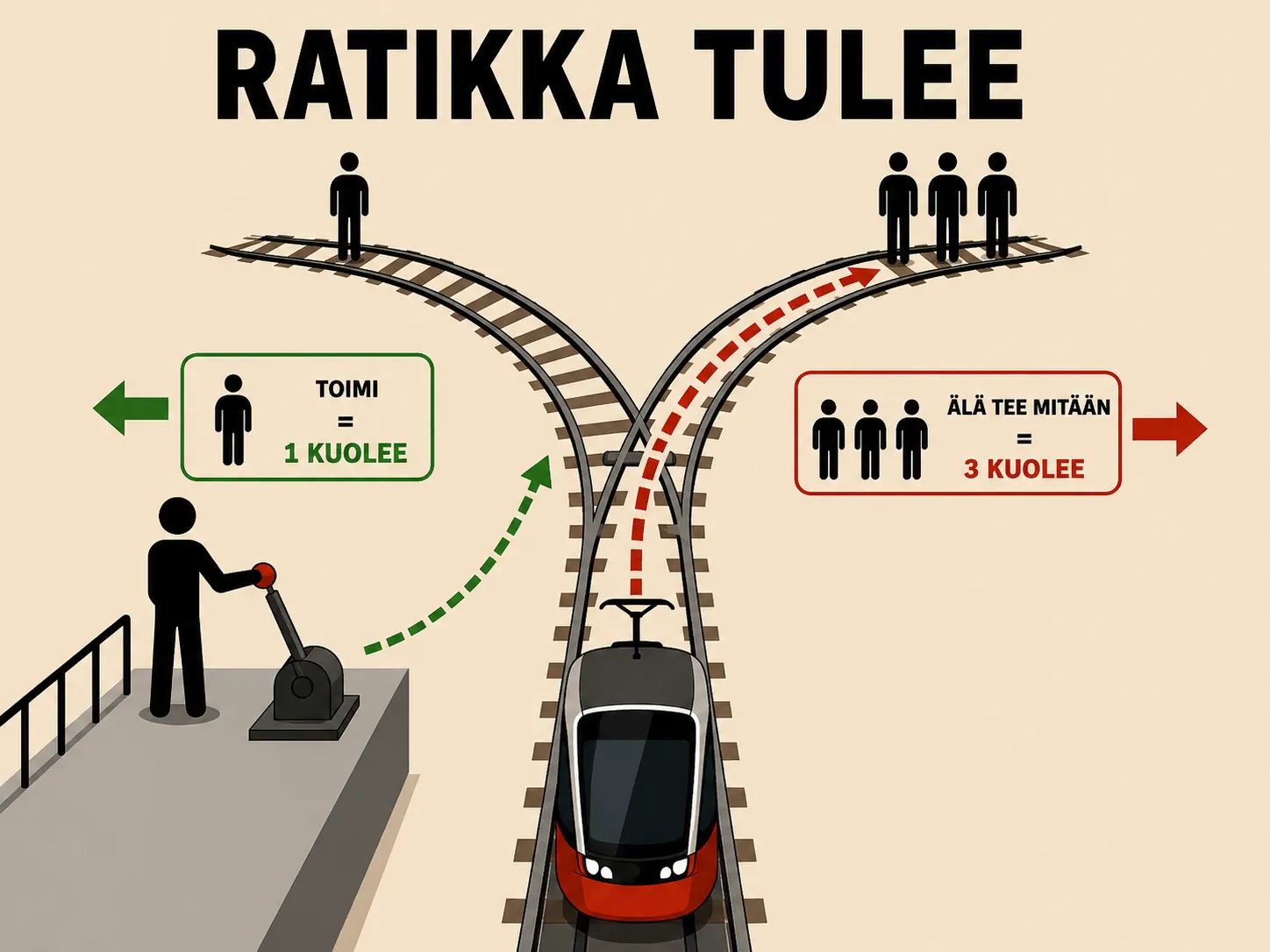 Eettiset valinnat eivät ole yksinkertaisia raitiovaunupulmia