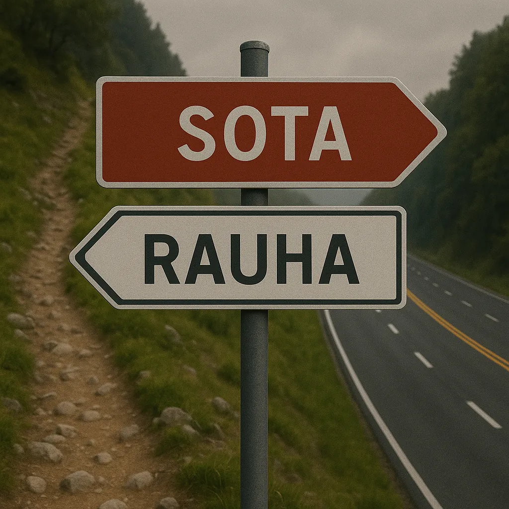 Lavea tie vie sotaan, kaita polku rauhaan