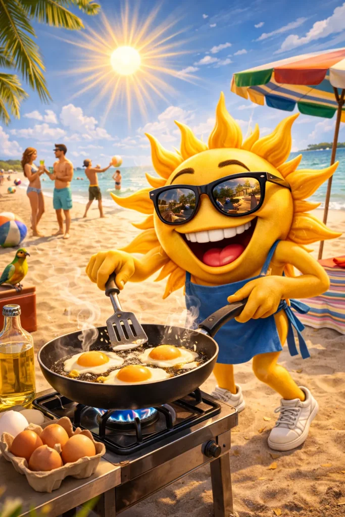 Aurinko paistaa kananmunia