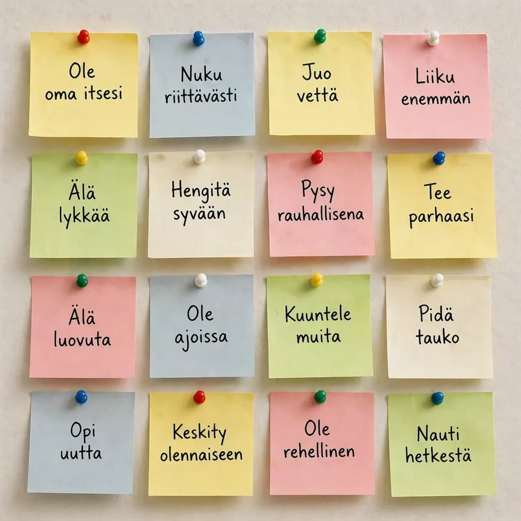 Hyvi&auml; neuvoja post it -lappuina