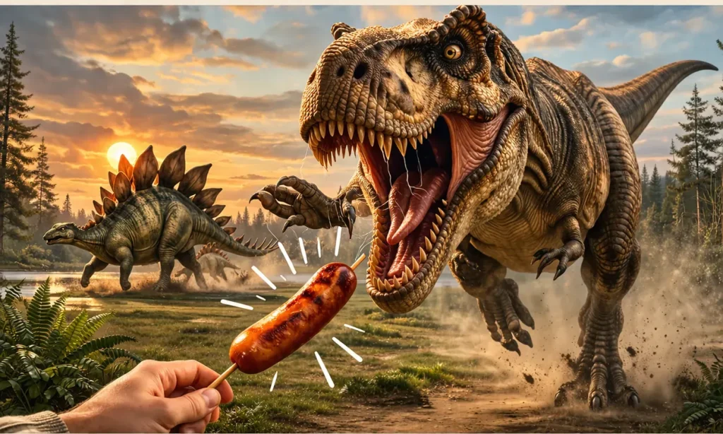Tyrannosaurus jahtaa soijanakkia